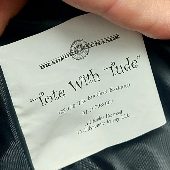 The Bradford Exchange Totes with Tude Quilted Black Purple Wine Glasses Tote Bag - Picture 8 of 16